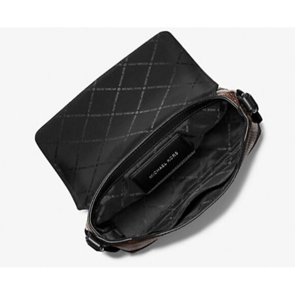 MICHAEL KORS Cyrus Small Brown Snake Embossed Flap Crossbody Bag Gunmetal NWT - Picture 2 of 4